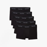 Calvin Klein BOXER BRIEF Mens 5 Pack Microfibre Stretch Black, front view showing five black boxer briefs stacked.