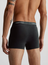 Calvin Klein CK96 3 Pack Mens Trunks Black, back view showing medium-rise waist and CK signature elastic waistband.