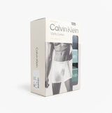 Calvin Klein BOXER BRIEF 3 Pack Mens Black Bodies Ink/Zoni Beach/Turf, side view of gift boxed underwear set.