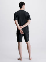 Calvin Klein SHORT SET Mens Black back view, showcasing short sleeves and regular fit.
