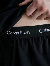 Calvin Klein SHORT SET Mens Black detail view showcasing the waistband and fabric texture.