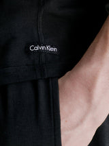 Calvin Klein SHORT SET Mens Black detail view of garment label and fabric texture
