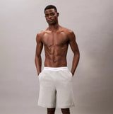 Calvin Klein SLEEP SHORT Mens Medium Grey Heather front view, showcasing comfort and breathable material.