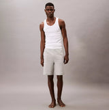 Calvin Klein SLEEP SHORT Mens Medium Grey Heather front view on model in tank top.
