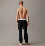 Calvin Klein ICON COTTON STRETCH Mens Lounge Joggers Black back view showcasing elastic waistband and cuffs.