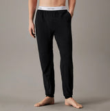Calvin Klein ICON COTTON STRETCH Mens Lounge Joggers Black front view showcasing elastic waistband and cuffs.