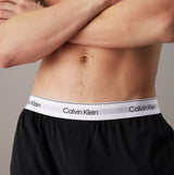 Calvin Klein ICON COTTON STRETCH Mens Lounge Joggers Black detail view of waistband and elastic band.