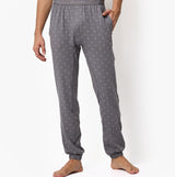 Calvin Klein ICON COTTON STRETCH Mens Lounge Joggers Diamond Logo/Smoked Pearl front view, elastic waistband and cuffs, breathable fabric.