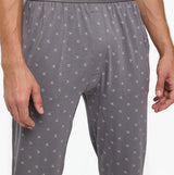 Calvin Klein ICON COTTON STRETCH Mens Lounge Joggers Diamond Logo/Smoked Pearl side view close-up of waistband and material.