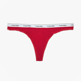 Calvin Klein ICON LOGO Womens Thong Molten front view, red color, featuring CK signature elastic waistband.