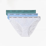 Calvin Klein BIKINI 3 PACK Womens Bikini Multicoloured side view showing three bikini styles in blue, white, and teal.