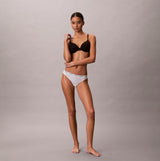 Calvin Klein BIKINI 3 PACK Womens Bikini Multicoloured side view model wearing brown bra and white bikini.