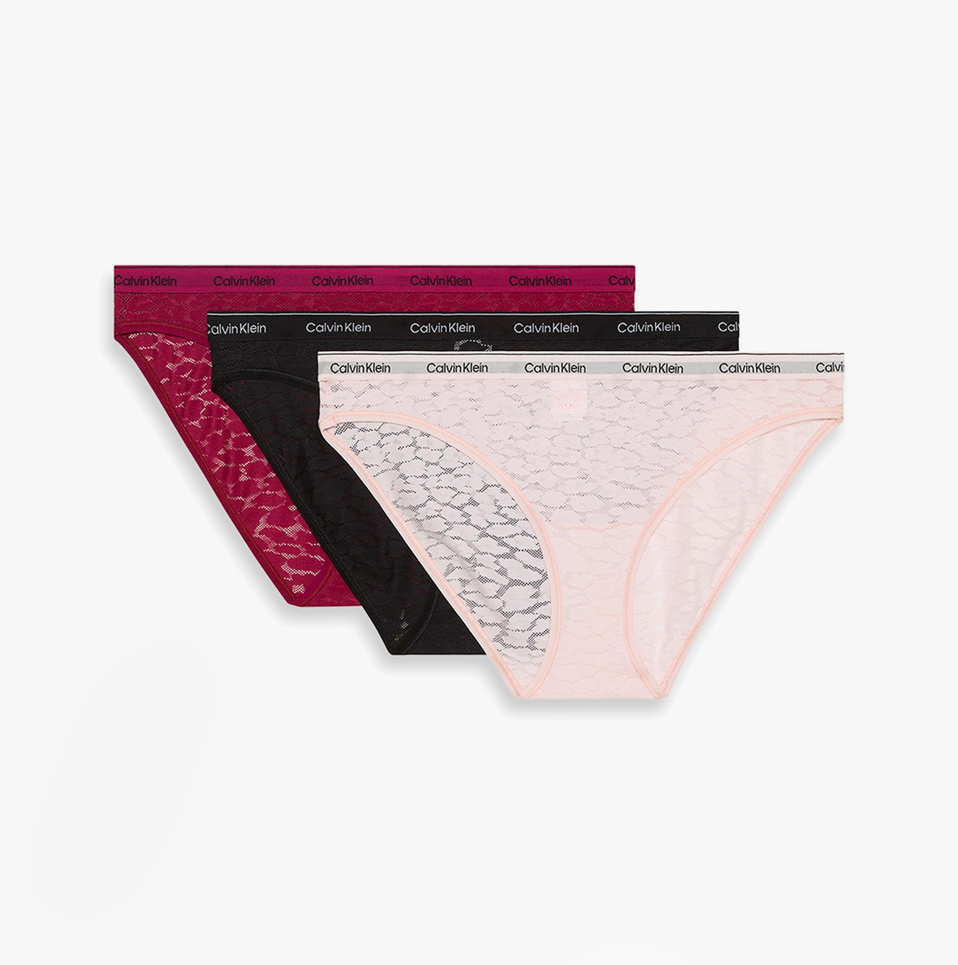 Calvin Klein BIKINI 3 PACK Womens Bikini Multicoloured side view showing three colored bikinis in a gift box.