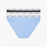 Calvin Klein BIKINI 3 PACK Womens Bikini Multicoloured side view featuring soft blue fabric and branded waistbands.