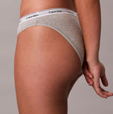 Calvin Klein BIKINI 3 PACK Womens Bikini Multicoloured side view showing grey cotton bikini with waistband detailing.