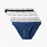 Calvin Klein BIKINI 5 PACK Womens Bikini Multicoloured front view showing five bikinis in various colors with logo waistband.