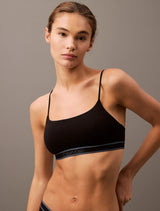 Calvin Klein TONAL LOGO COTTON Womens Bralette Black front view model wearing bra