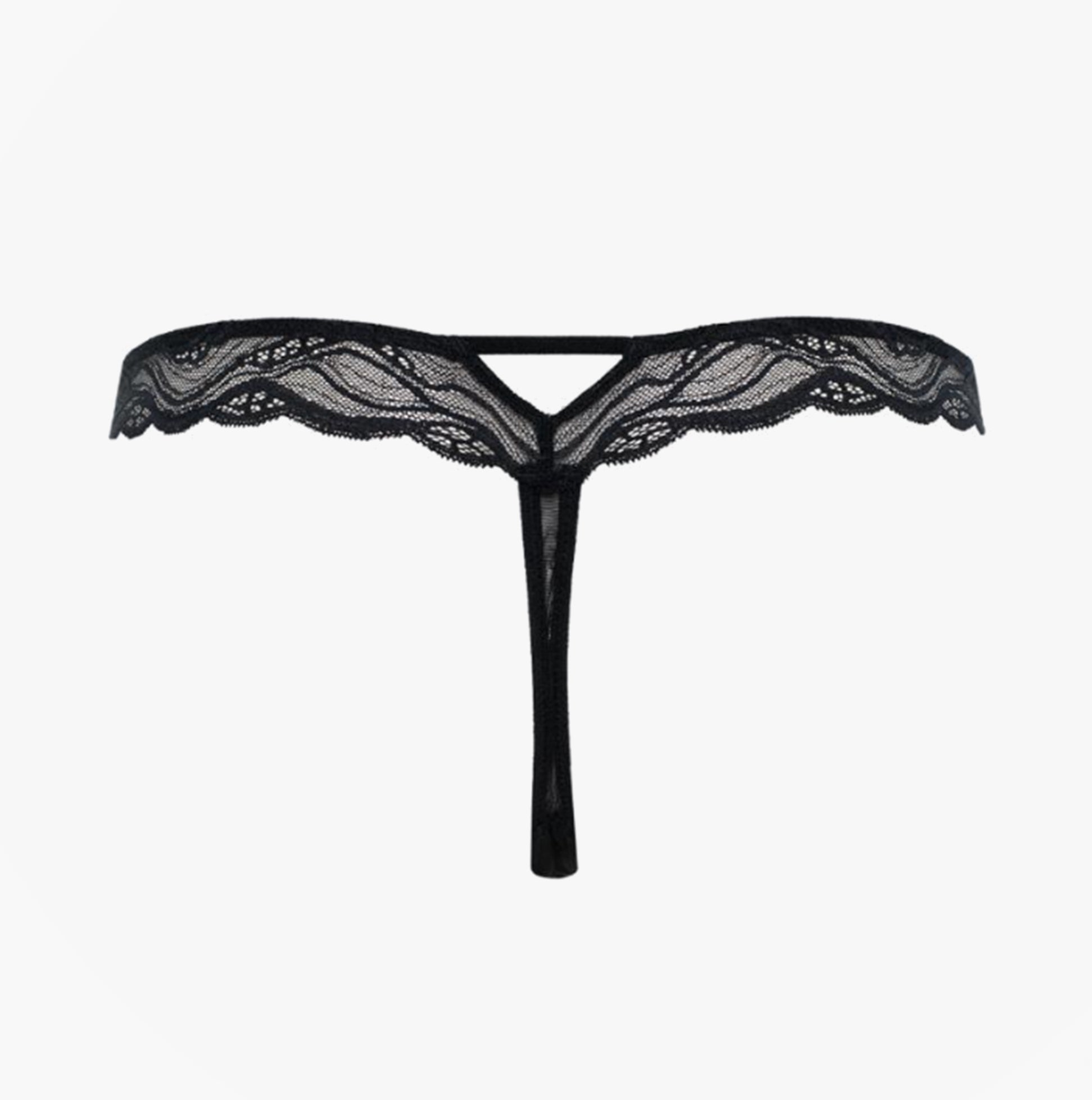 Calvin Klein THONG Womens Speakeasy Navy front view, delicate lace design, comfortable fit, nylon elastane blend
