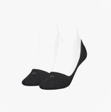 Calvin Klein 2 Pack Womens Invisible Socks Black front view showcasing smooth fabric and logo detail.