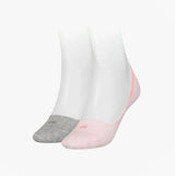 Calvin Klein 2 Pack Womens Invisible Socks Pink side view showcasing gray and pink colors.