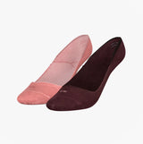Calvin Klein 2 Pack Womens Invisible Socks Pink Combo side view showing pink and maroon colors with CK logo.