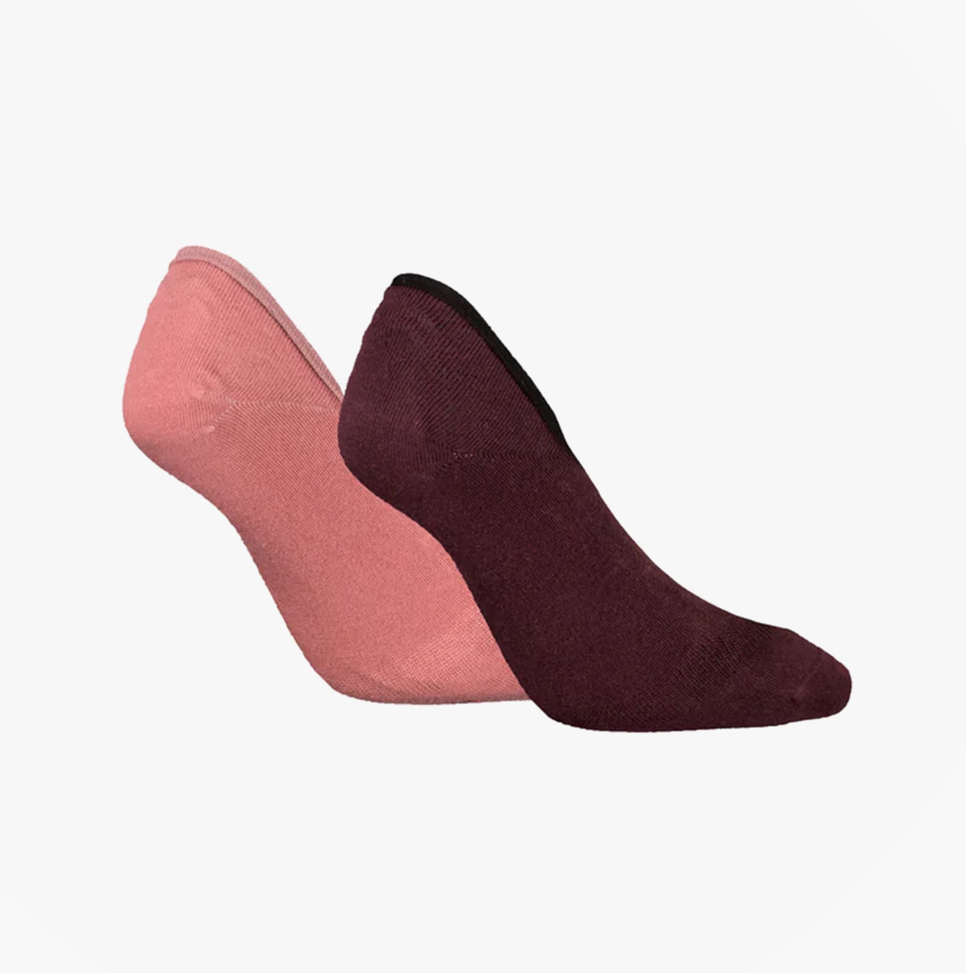 Calvin Klein 2 Pack Womens Invisible Socks Pink Combo side view showing pink and dark colors.