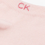 Calvin Klein 2 Pack Womens Ankle Trainer Socks Pink Combo detail view of logo and fabric texture.