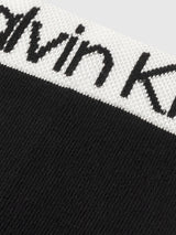 Calvin Klein 2 Pack Womens Ankle Trainer Socks Black close-up detail view showing logo and fabric texture.