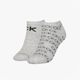 Calvin Klein 2 Pack Womens Logo Print Socks Grey