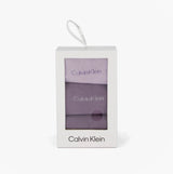 Calvin Klein 3 Pack Giftboxed Womens Crew Socks Lilac in a gift box, showcasing the lilac socks inside with brand logo clearly visible.