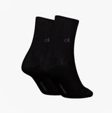 Calvin Klein 2 Pack Shorty Roll Top Womens Socks Black side view, featuring reinforced heel and toe, sleek design.