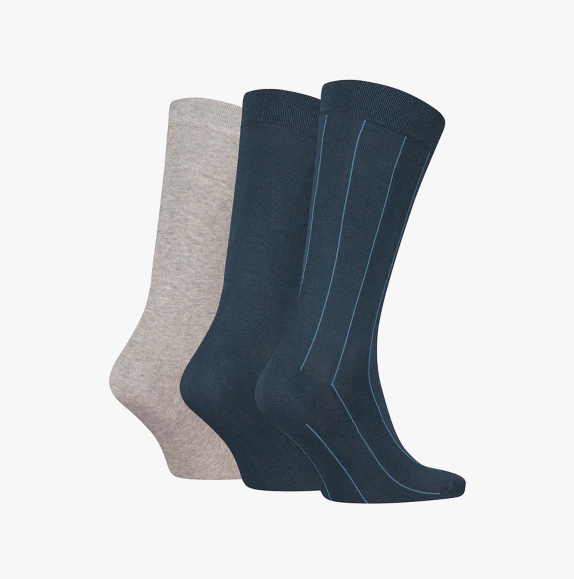 Calvin Klein 3 Pack Giftboxed Classic Mens Crew Socks Navy/Grey