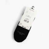 Calvin Klein 3 Pack Footie Womens Socks Black, back view showing label and size details.