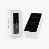 Calvin Klein 3 Pack Giftbox Grid Womens Socks Black in a sleek gift box, showcasing three pairs of black crew socks.