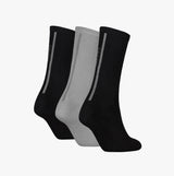 Calvin Klein 3 Pack Giftbox Lurex Womens Socks Black side view featuring black and grey socks in gift box.