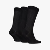 Calvin Klein 3 Pack Giftbox Dropknee Mens Socks Black, side view showing three pairs with reinforced heel and toe detailing.