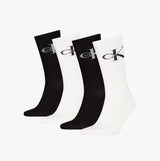 Calvin Klein 4 Pack Giftbox Monologue Mens Socks White/Black front view showcasing black and white socks.