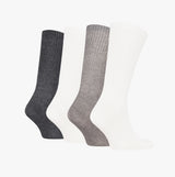 Calvin Klein 4 Pack Giftbox Monologue Mens Socks Grey Melange/White side view showcasing four pairs in grey and white.