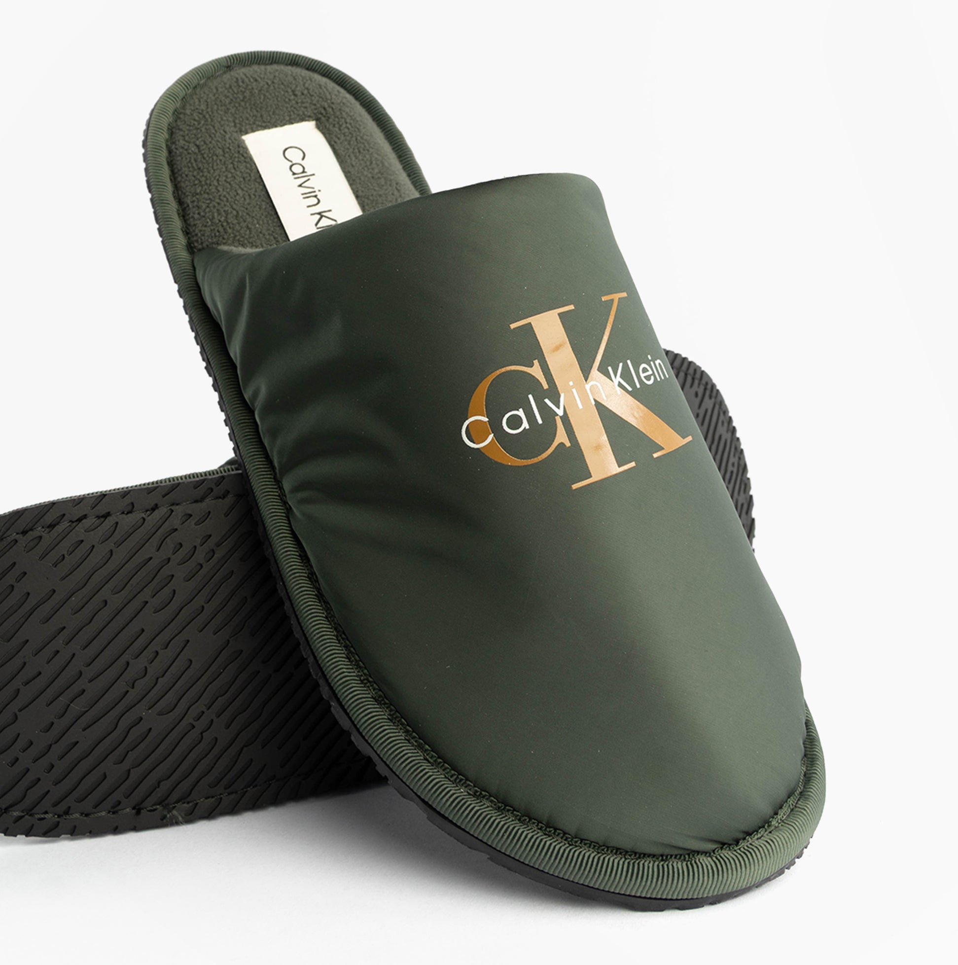 Calvin Klein HOTEL SLIPPER MONOLOGUE Mens Slippers Thyme