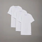 Calvin Klein 100% COTTON 3 Pack Mens T-Shirts White front view showing three white crew neck t-shirts stacked.