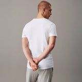 Calvin Klein 100% COTTON 3 Pack Mens T-Shirts White back view, showcasing short sleeves and crew neckline.