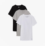Calvin Klein 100% COTTON 3 Pack Mens T-Shirts Black/Grey Heather/White, front view showing three t-shirts stacked.