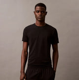 Calvin Klein MICRO STRETCH 3 Pack Mens T-Shirts Black front view of model wearing black t-shirt