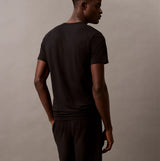 Calvin Klein MICRO STRETCH 3 Pack Mens T-Shirts Black back view model wearing t-shirt in black