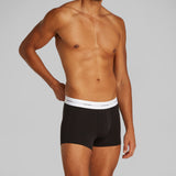 Calvin Klein COTTON 3 Pack Mens Trunks Black side view model wearing trunk with CK signature waistband