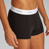 Calvin Klein COTTON 3 Pack Mens Trunks Black, side view showing elastic waistband and comfortable fit.