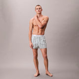 Calvin Klein BOXER SLIM 3 Pack Mens Cotton Stretch Multicoloured front view on model wearing striped boxers.