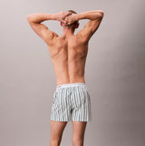 Calvin Klein BOXER SLIM 3 Pack Mens Cotton Stretch Multicoloured back view on model showcasing slim fit and design.