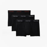 Calvin Klein RELAXED FIT Mens 3 Pack Trunks Multicoloured front view showcasing black trunks with logoed waistbands.