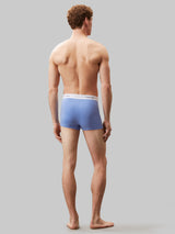 Calvin Klein ICON COTTON STRETCH 3 Pack Mens Dart Trunks Multicoloured back view on model showcasing the relaxed fit and signature waistband.